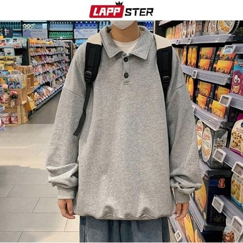 LAPPSTER Men Vintage Harajuku Kawaii Hoodies 2021 Mens Streetwear Causal Japanese Sweatshirts Male Korean Fashion Solid Hoodies