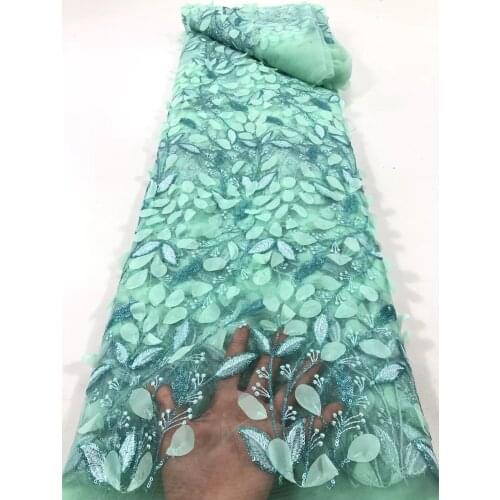 Sequin Embroidery Lace Fabric 3D Applique Tulle Mesh Small Fresh Pattern Sewing Wedding Dress Party Skirt 5 Yards Wholesale