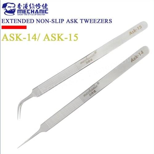 MECHANIC ASK-14/ASK-15 Mobile phone repair extended non-slip tweezers clip electronic components pointed elbow repair tool