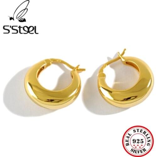 SSTEEL Earrings 925 Sterling Silver Hoops Earring For Women Round Minimalist Small Hoop Earings Pendientes Plateados Jewellery