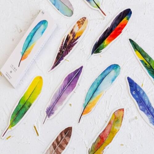 10packs/lot Creative Colorful Feather Birds In Memory Bookmark Paper For Gift School Office Stationery Wholesale Free Shipping