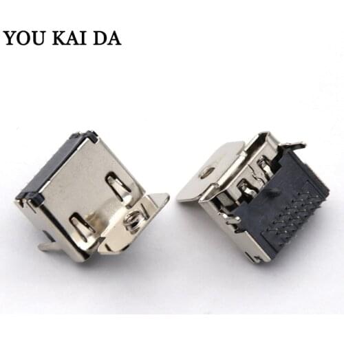 19 pin Jack Female Socket interface HDMI-compatible connector 90 degree 3 rows pin (7pin+6pin+6pin) With fixed screw holes
