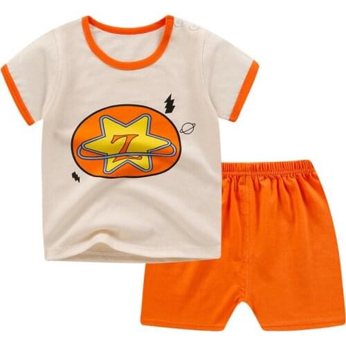 2Pcs/Set New Summer Baby Girls Boys Cotton Clothes Cartoon Sets Kids Infant Tracksuit Boys Printed T Shirt+Shorts Clothes 18M-7Y