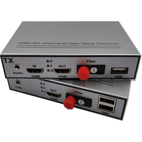 20KM Optical Video Converter HDMI Over Fiber Extenders With KVM HDMI fiber converter support keyboard and mouse