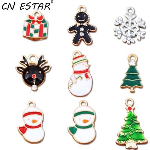 20pcs/Lo Enamel Christmas Snowman Tree Elk Alloy Charms Drop Oil DIY Necklace Earring Bracelet Keychain Jewelry Accessories