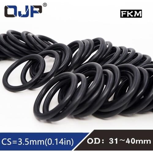 5PCS/lot Fluorine rubber Ring Black FKM Oring Seal CS:3.5mm OD31/32/33/34/35/36/37/38/39/40mm Rubber O-Ring Seal Oil Ring Gasket