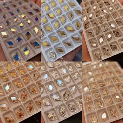 50 PCS 3D Zircon Crystal Nail Ornament Decal/ Large Size Square Diamond Nail Jewelry Studs| Nail Art | AB | Crystal | N-4