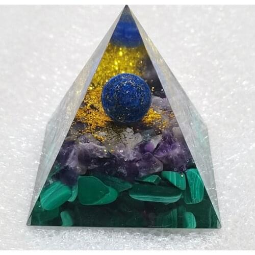 60mm Handmade Lapis Lazuli Sphere Orgone Pyramid Amethyst Malachite Crystal Healing Orgonite