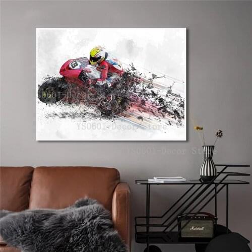 Abstract Motorcycle Skater Boy Wall Art Canvas Painting Posters and Prints Pictures Home Bedroom Living Room Decor (No Frame)