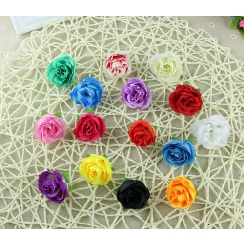 50pcs 3.5cm tea rose flower head For Wedding Car Decoration DIY Garland Decorative Floristry Fake Flowers