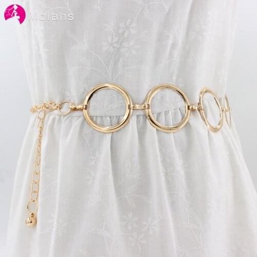Molans 1Pcs Retro Womens Waist Chain Gold Silver Metal Lady Simple Fashion Belts Bride Belt Dress Accessories Wedding Jewelry