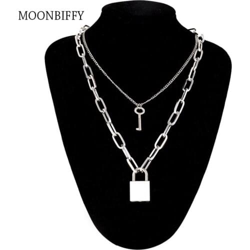 Lock Chain Necklace With A Padlock Pendants Women Men Punk Jewelry On The Neck 2021 Grunge Aesthetic Accessories