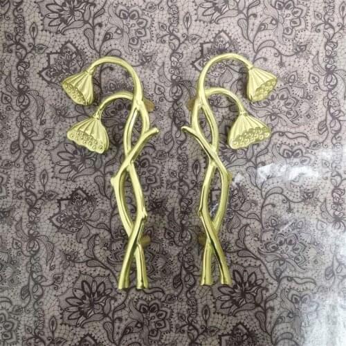 Creative Lotus Root Shaped Handle INS Solid Brass Wardrobe Locker Bookcase Cabinet Door Knobs Retro Furniture Diy Pulls Handles