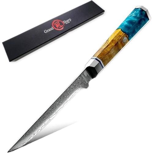 Grandsharp Kitchen Knives Chef Boning Knife BBQ Tools Filleting Slicing Butcher Tool VG10 Japanese Damascus Steel High Hardness