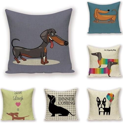 Dachshund Dogs Cushion Cover Kids Gift 45Cmx45Cm Linen Animals Puppy Pillows Covers Sausage Throw Pillow Cases Custom Pillowcase