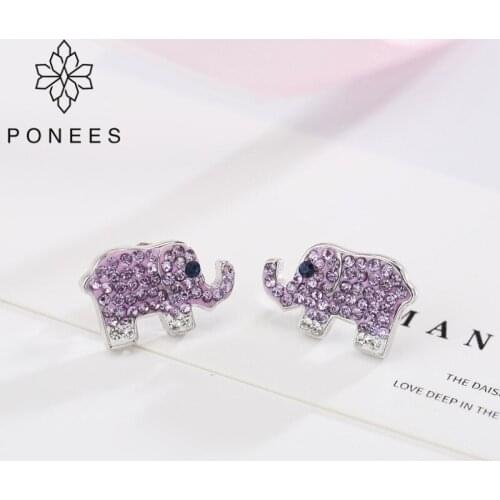 PONEES Fashion Jewelry Lovely Elephant Earrings Simple Cute Animal Ear Studs For Women Girls Party Gifts