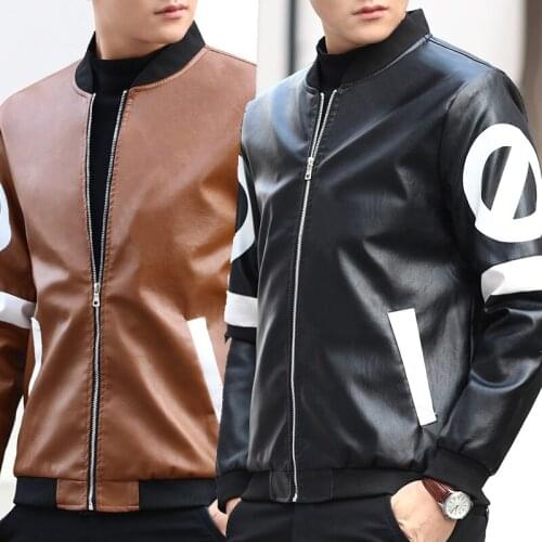 HAWAIFISH Faux Leather Jacket Men Motorcycle Casual Warm Coat Windproof Coat PU Jacket Autumn 2021 Mens Leather Jacket And Coat