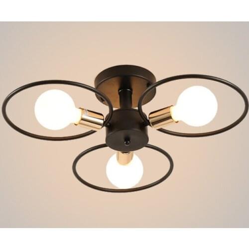 New American Retro Ring Ceiling Lamp 3 Heads Chandelier Ceiling Light Nordic Creative Living Room Bedroom Lamps