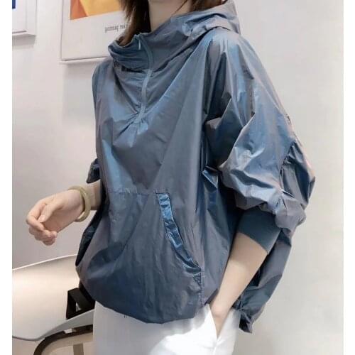 2021 Summer New European And American Style Hooded Pullover Large Pocket Matte Thin Material Sunscreen Clothing Sportswear