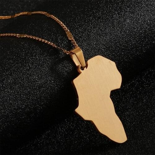 Stainless Steel Africa Map Pendant Necklace Women Girl African Map Fashion Jewelry
