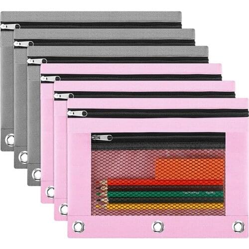 3-Ring Pencil Pouch Binder,Pencil Case,Cosmetic Bag,Zipper Pencil Pouches,Double Pockets for School Classroom
