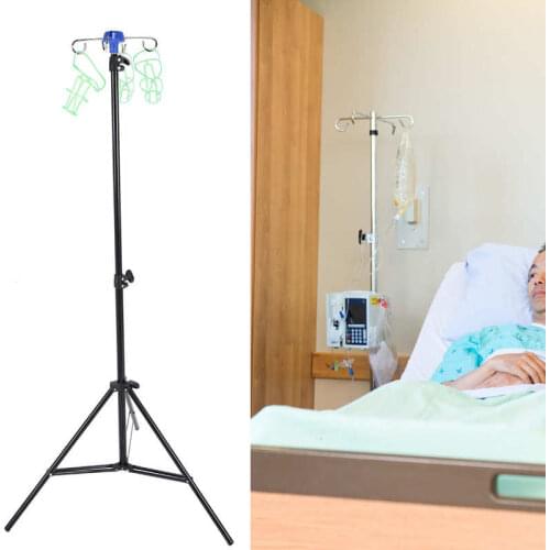 Portable IV Pole Drip Bag Stand Intravenous Foldable Pole Stand Adjustable Height Rack for Clinic Home Health Care Brace Support