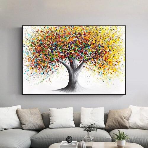 Vogue Graffiti Canvas Landscape Tree Posters and Prints Abstract Color Painting Wall Paintings Art For Living Room Bedroom Decor