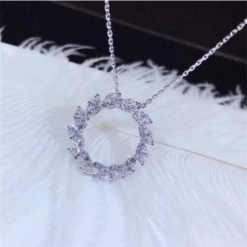 Rulalei Brand New Unique Deluxe Jewelry 925 Sterling Silver Full Marquise Shape White Clear AAAAA Zircon Sun Pendant Necklace