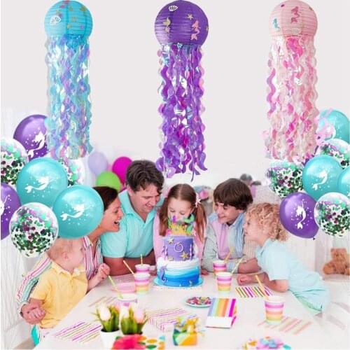 Mermaid Hanging DIY Jellyfish Paper Lantern Honeycomb Lanterns Mermaid Theme Party Decor Birthday Party Baby Shower Decorations