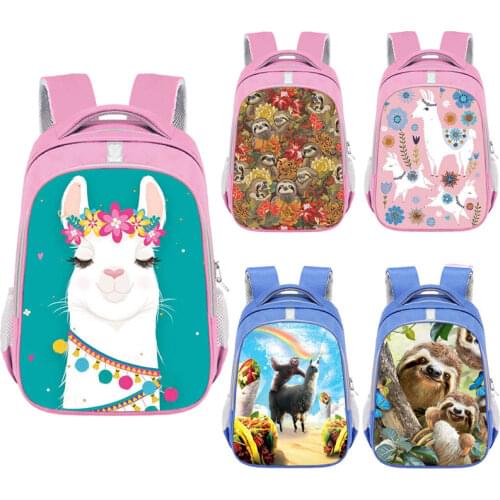 Cartoon Sloth / Alpaca Backpack Young Women Men Rucksack Children School Bags for Teenager Girl Schoolbag Boy Bookbag Travel Bag