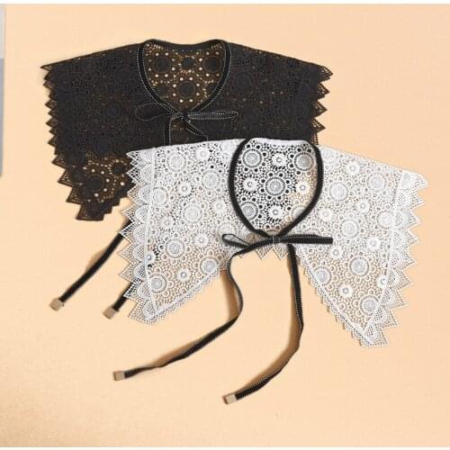 Sweater Fake Collar Shawl for Women Lace Floral Hollow Shirt False Collars Girls Neckwear Shawl Wrap Detachable Collars