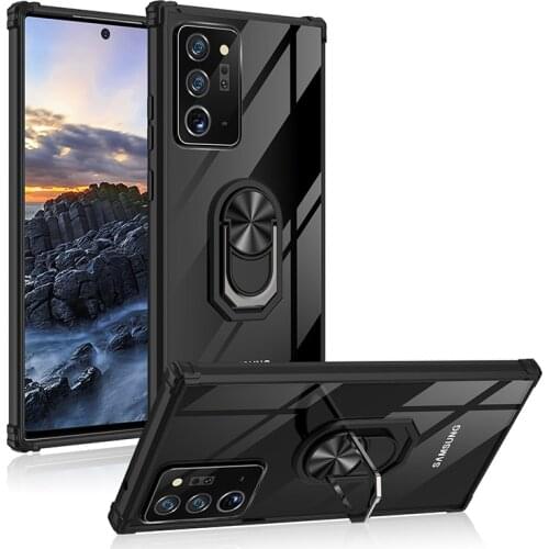 For Samsung Galaxy Note 20 Ultra Hard PC Transparent With Stand Ring protect Back Cover Case For samsung note 20 20ultra note20