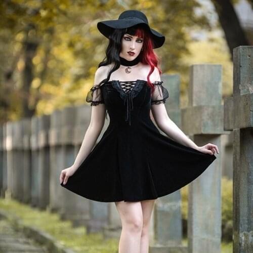 Spring And Summer New Princess Dress With Lace Polka Dots Off Shoulder Bubble Sleeve Suspender Dress