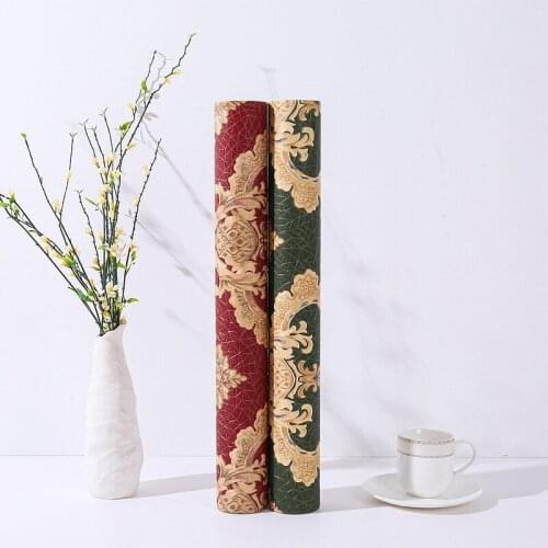 Bright Red 3D Dark Pattern European Style Large Flower Bedroom Living Room Wall Hotel Luxury ThreeDimensional Embossed Wallpaper