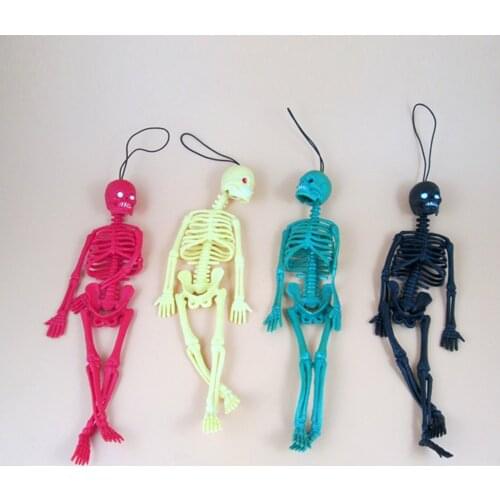 Funny Tricks Toy Replica Luminous Noctilucent Skull Skeleton Halloween Model Game Keychain Decor Party