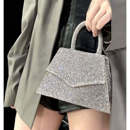 Women bag 2020 new PU Diamonds Bucket Solid Hasp Fashion Shoulder Bag handbag evening clutch bags Euro-America style luxury
