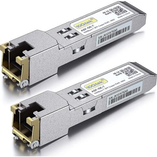 1.25G SFP-T, 1000BASE-T Copper SFP,SFP to RJ45 SFP,for Cisco GLC-T/SFP-GE-T, Meraki MA-SFP-1GB-TX, Ubiquiti UF-RJ45-1G,Pack of 2