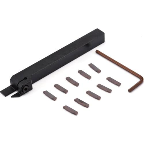 10Pcs MGMN200-G Carbide Insert Blade + 1Pcs MGEHR1212-2 Cut-Off Tool Holder with Hex Wrench 23x60mm For Lathe Turning Tool