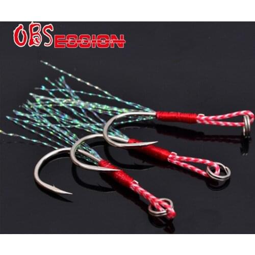 10pcs/bag Shore Jigging Micro Jigging Assist Hooks Flasher stinger Hook Slow jigging Lure front Rear Hooks Single Assist hook