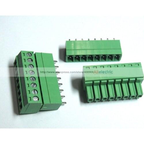 20 Pcs Screw Terminal Block Connector 3.81mm 8 Pin Way Green Pluggable Type