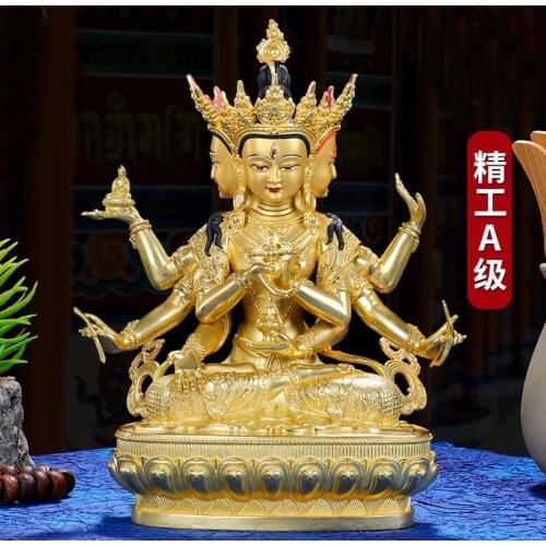 21CM High grade gold gilding Buddha brass statue HOME family effective protection Tibetan Nepal Namgyalma usnisa vijaya Buddha