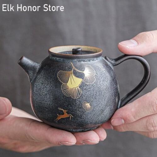 220ml Japanese Style Coarse Ceramic Teapot Single Pot Handmade Ceramic Teapot With Filter Small Pot Household Kung Fu Tea Set