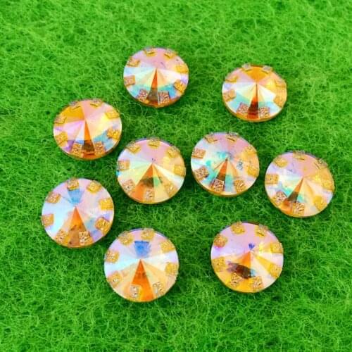 12MM 60PCS yellow round resin beads plain back rhinestones accessories scrapbook craft decorative resin water drill-A252