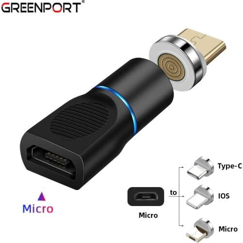 GREENPORT Micro Usb Adapter Magnetic Charger Convertor for Samsung iPhone Xiaomi Huawei Phone Charger Cable Connector