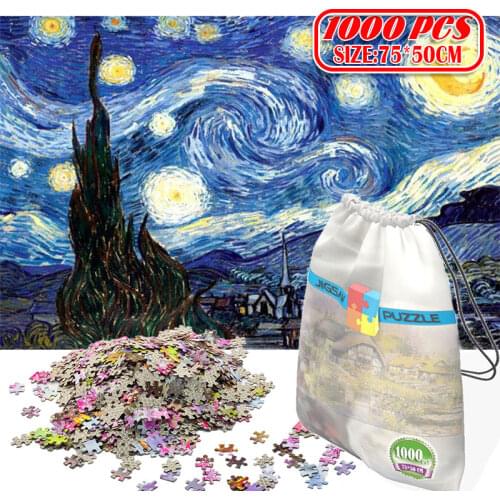 Paper Jigsaw Puzzle 1000pcs wooden toys puzzles for adults Educational Toys Decoration Stickers Van Gogh Oil Painting Starry Sky