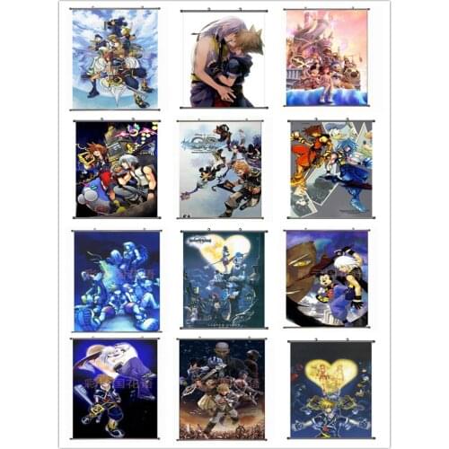 Coscase Japanese Anime Games Kingdom Hearts Sora & Riku & Kairi & Ventus & Aqua Home Decor Wall Scroll Poster Decorative Picture