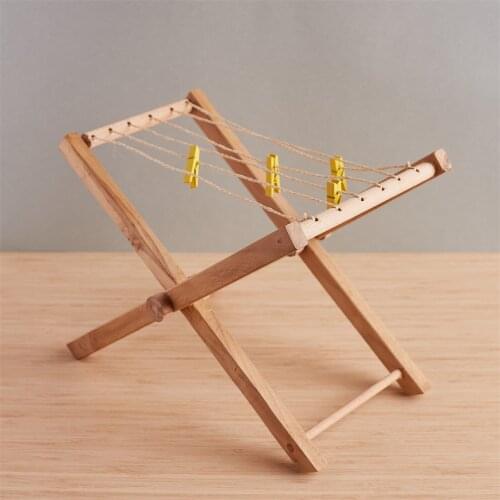 Wooden Clothes Dryer Toys for Girls and Baby 2021 Summer Montessori Furniture Games Children Doll House Accessories Home Decor