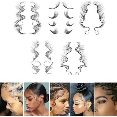 Baby Hair Edge Tattoo Stickers for Women Girls Fashion Curly Hair Waterproof Tattoo Sticker For You Hairline Sticker
