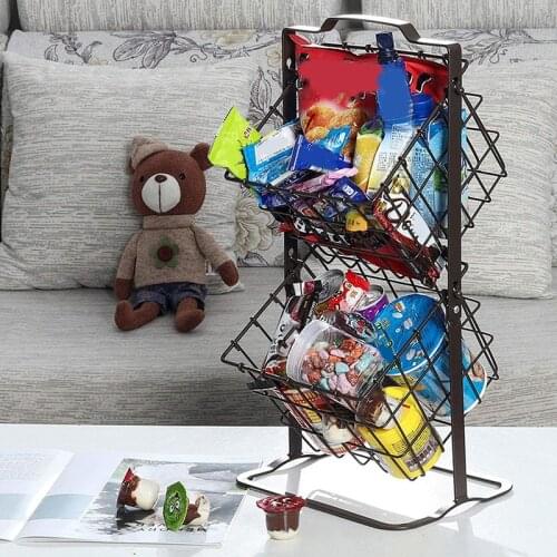 MLGB Double Layer Iron Basket Art Wrought Storage Basket Desktop Bathroom Organizer Holder Home Container Panier De Rangement