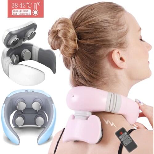 Smart 4D 6 Modes Electric Neck Massager Pulse Back Power Control Far Infrared Neck Massage Pro Pain Relief Tool Health Care